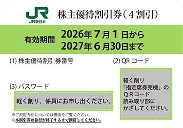 ＪＲ東日本　株主優待　jr　東　割引券　新幹線　格安販売のチケットセンター