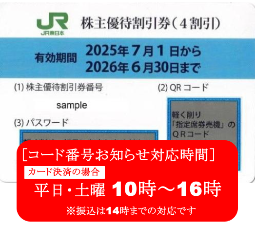 JR東日本　株主優待券　格安販売なら金券ショップチケットセンター