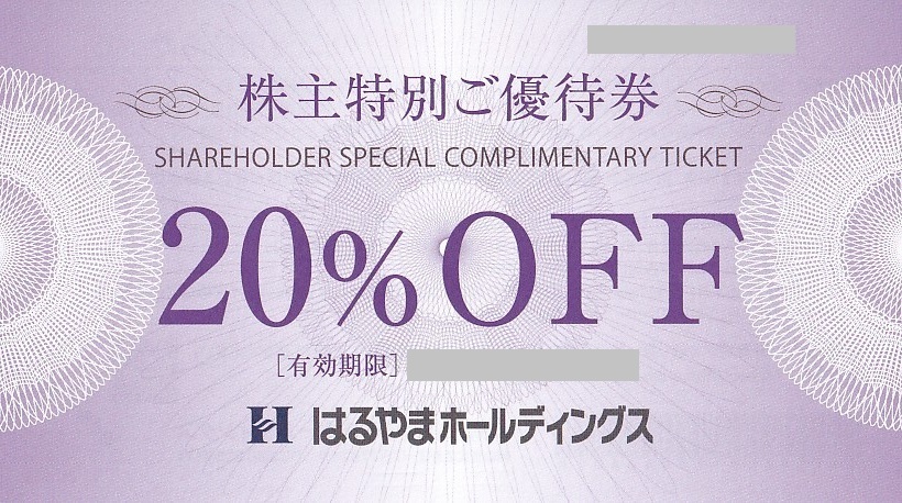 はるやま　株主優待券　20％OFF　割引　販売なら金券ショップチケットセンター