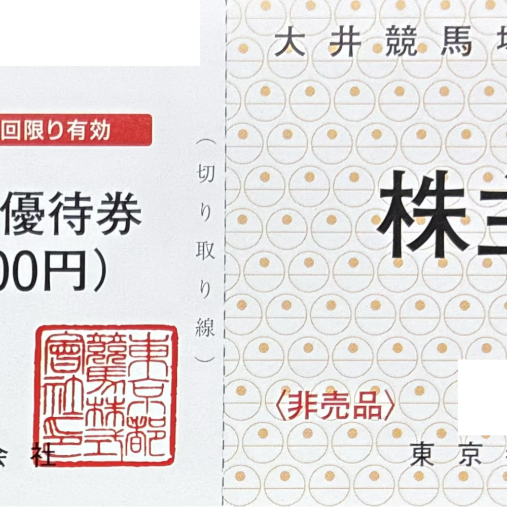 東京都競馬　 大井競馬場 株主優待証+飲食優待券500円　STAR LIGHT　格安販売のチケットセンター